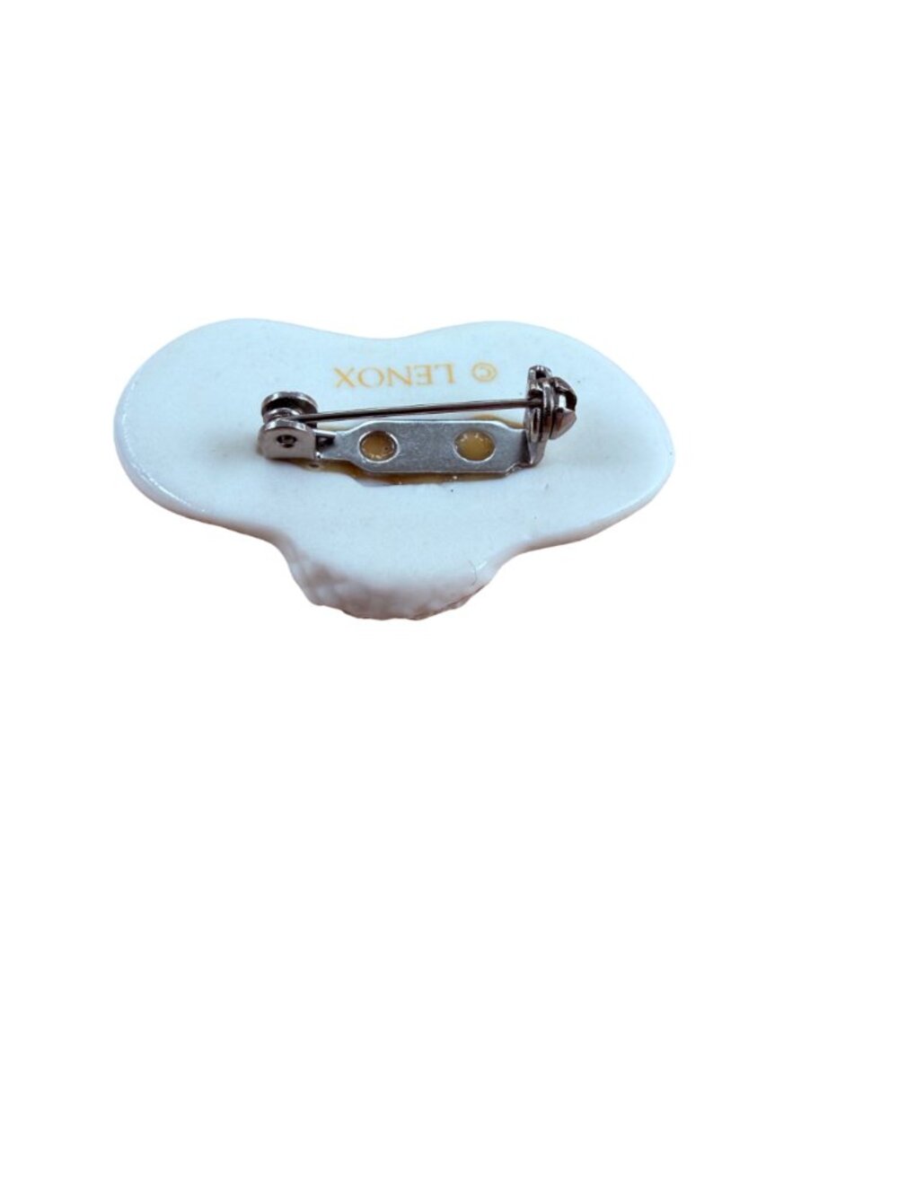 Vintage Lenox Porcelain Hat Brooch Ivory Sun Bonnet Rhinestone Bow Pin Cottage - Picture 5 of 9